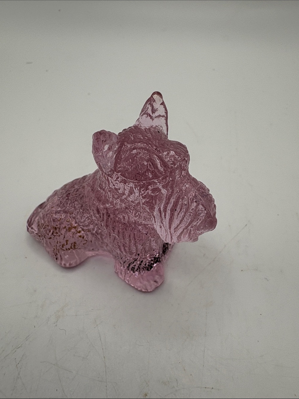Boyd Glass Duke Clear Pink Scottie Dog Figurine